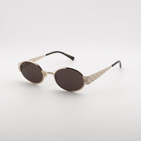 Gucci GG1854S 005 Sunglasses Shiny Gold with GG Pathern Oval Frame, Brown Lenses main image 6